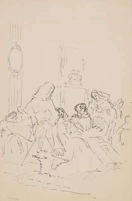 Бехтеев Владимир Георгиевич. Лот из 19 иллюстраций к роману Т. Готье «Девица Мопен» на 16 листах, на оборотной стороне наброски (для издательства Academia)